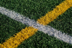 Colored lines on turf field