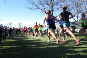 Girls running in race